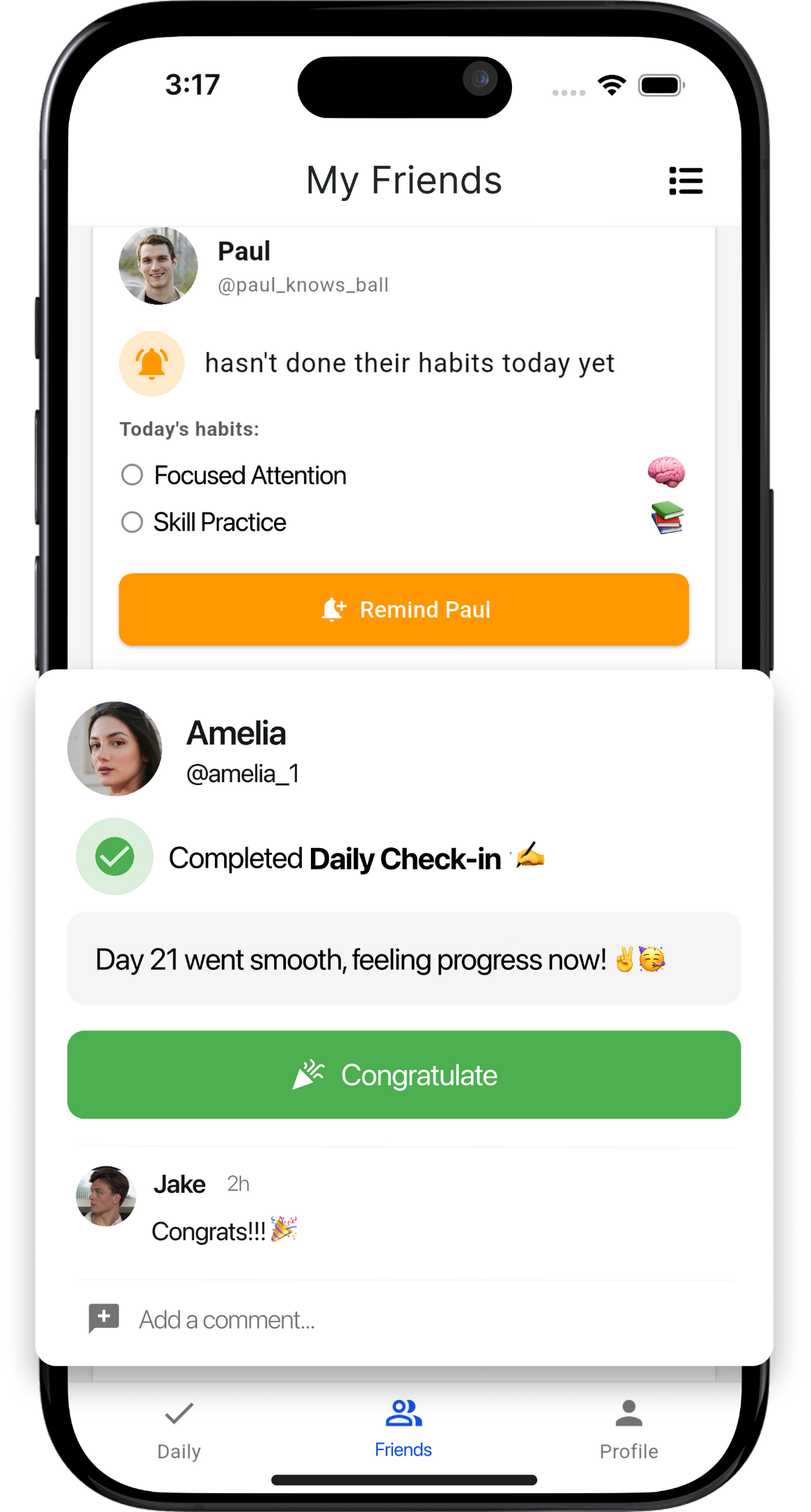 My Friends - Social accountability features